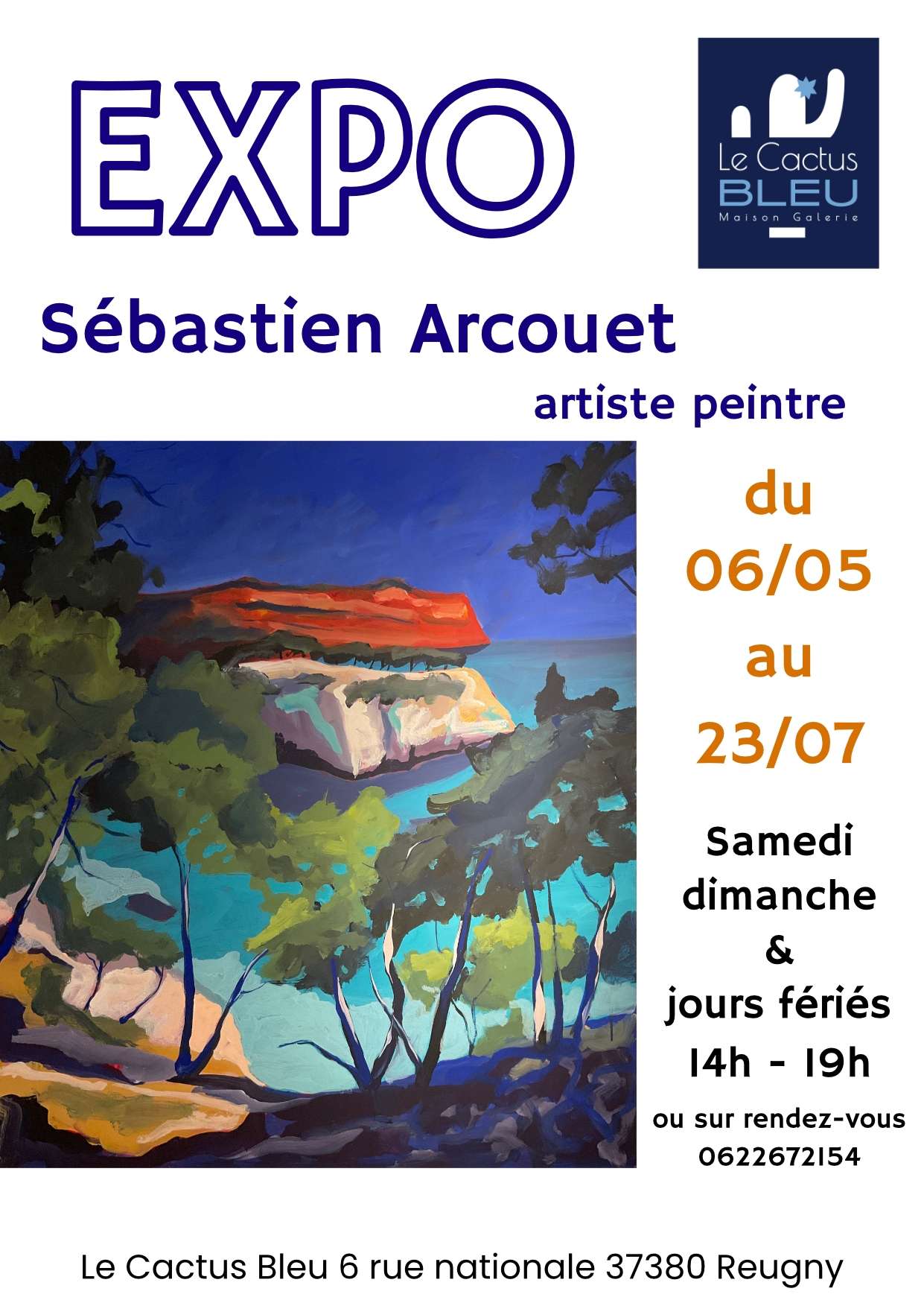 L'artiste peintre Sebastien Arcouet expose au CACTUS BLEU jusqu'au 23 juillet