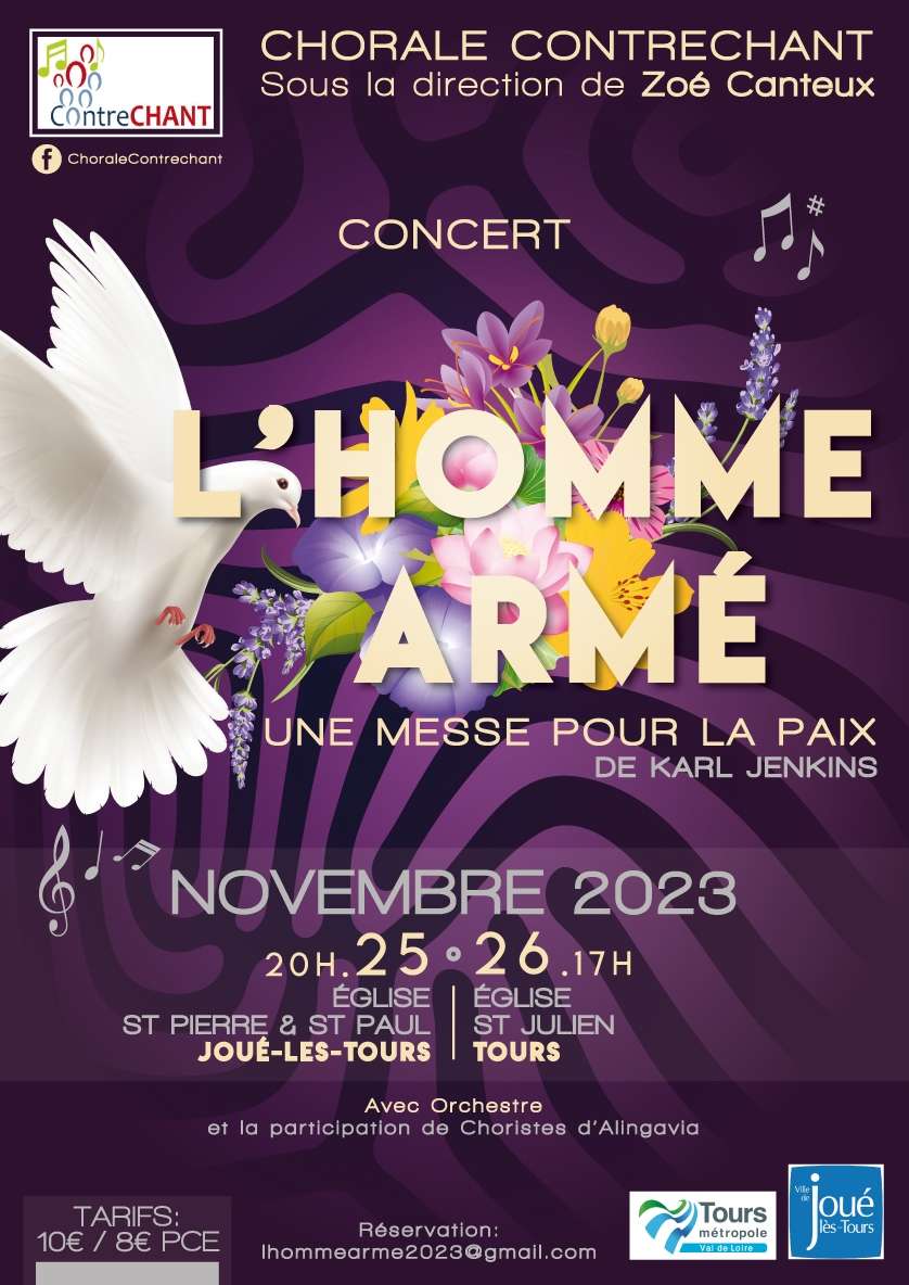 Colombe fleurs de la paix en arrière plan dates et lieux du concert