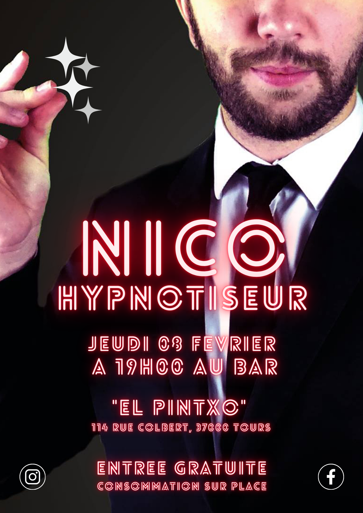 Hypnose Spectacle avec Nico Hypnotiseur au bar EL PINTXO a Tours