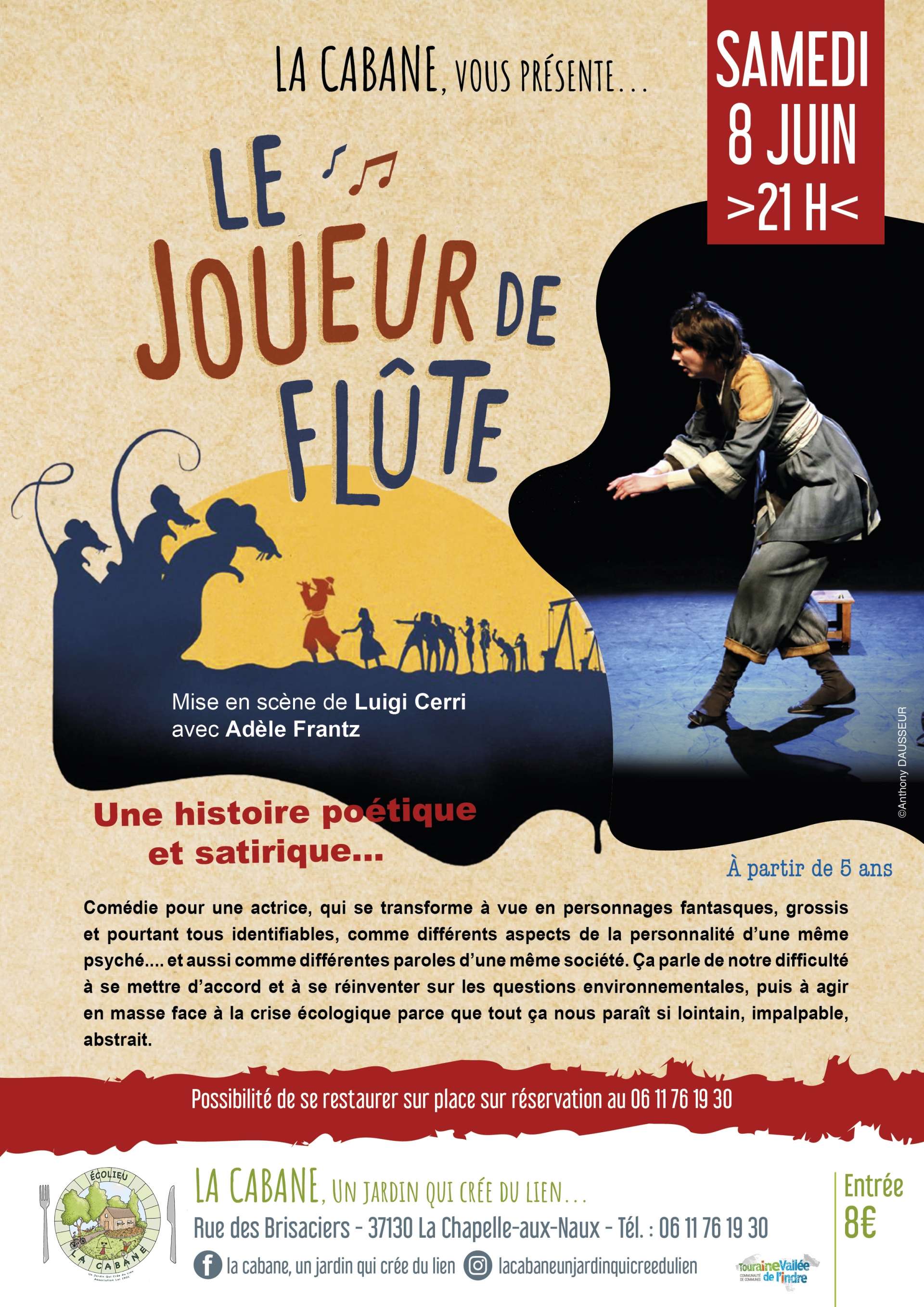 Affiche du spectacle "Le joueur de flûte" réalisé par Isabelle Hamon