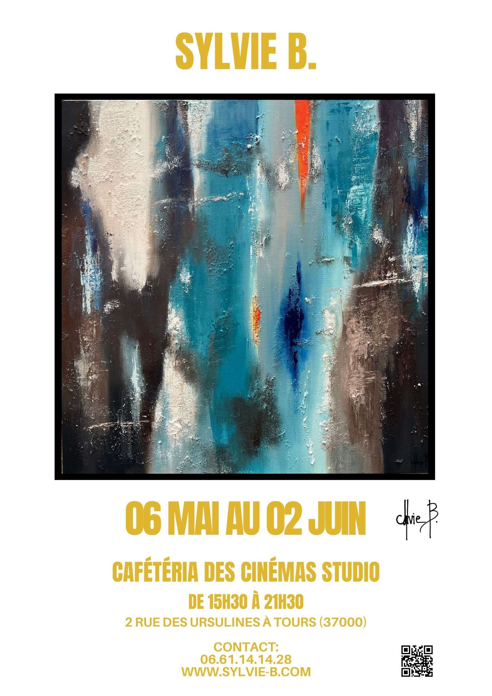 Exposition peinture Sylvie B cafétéria des Cinémas studio à Tours