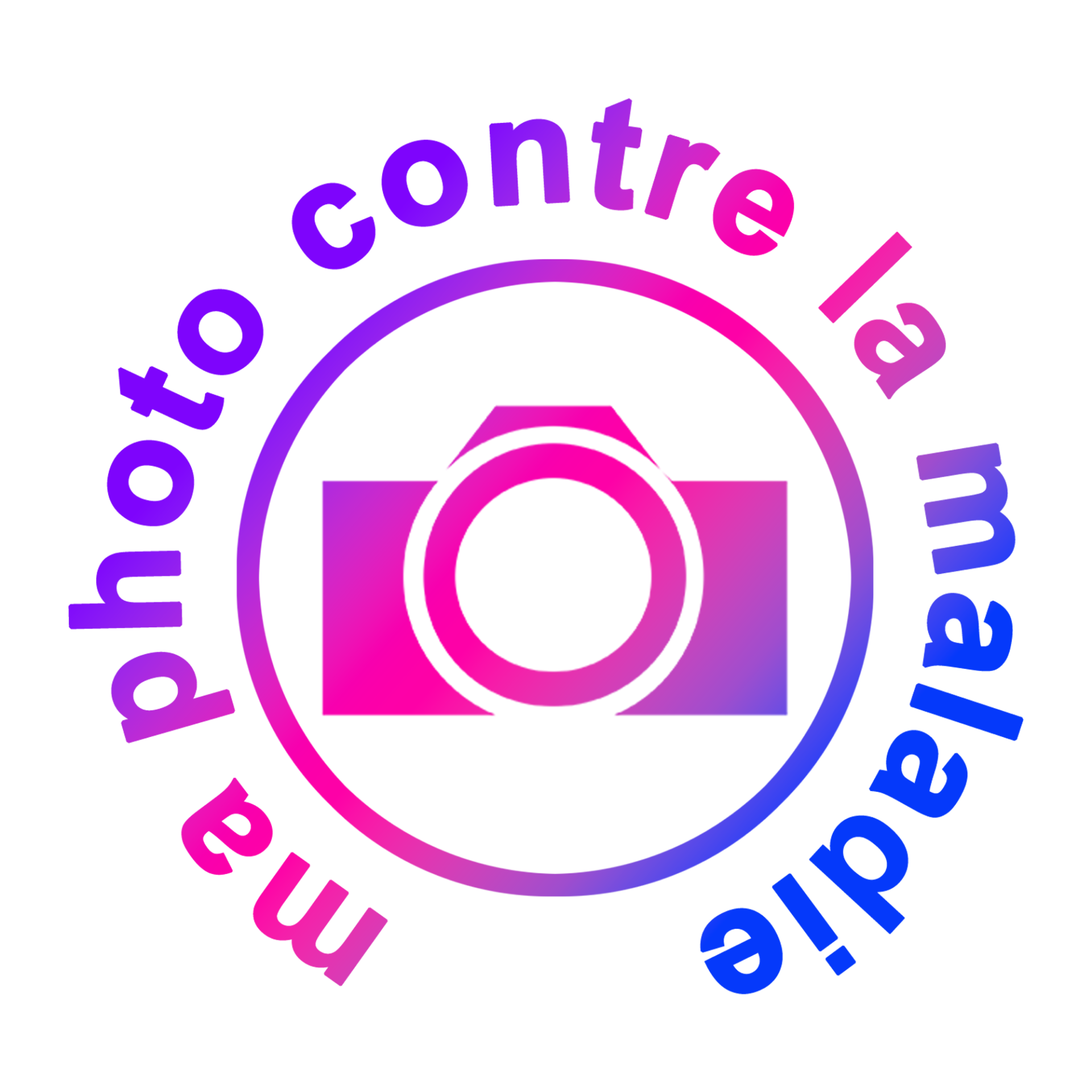 Icone d'appareil photo dans le cercle de texte MA PHOTO CONTRE LA MALADIE