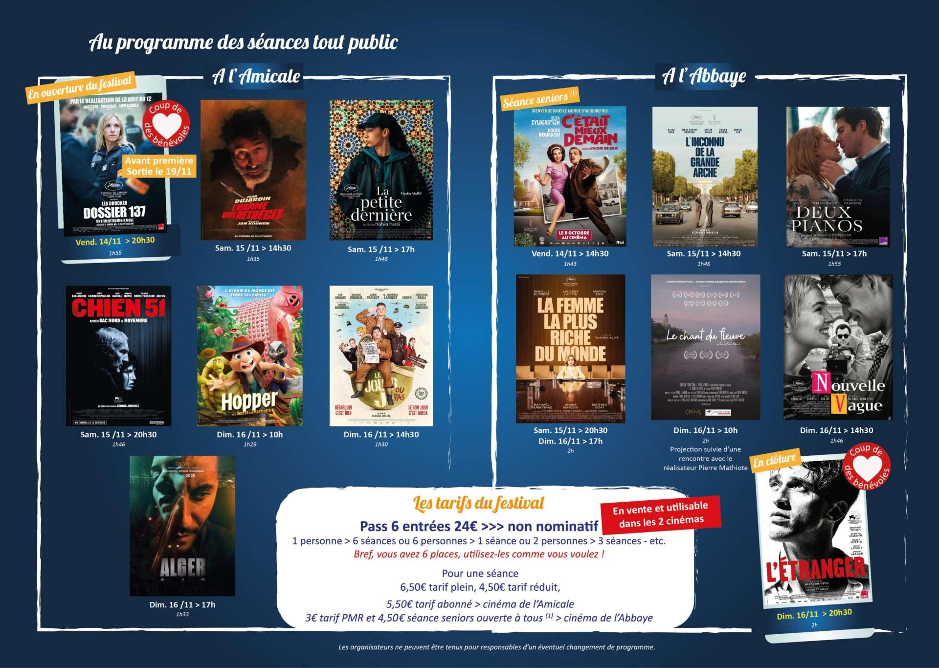 A l'affiche dans les cinémas de Bourgueil pour cette édition 2025