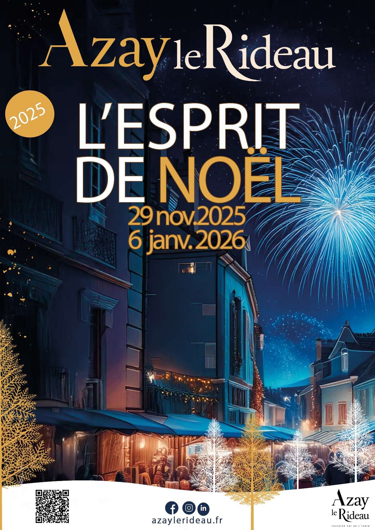 L’Esprit de Noël à Azay-le-Rideau... un mois de féérie au coeur du Val de Loire, une programmation en centre-ville, accessible à tous les publics ! Un mois de festivités 100% gratuites !