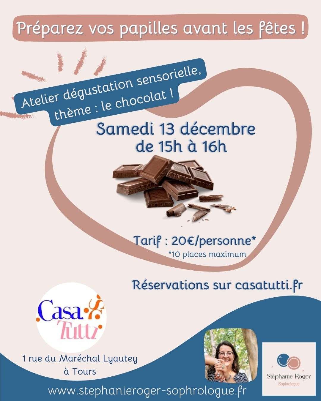 Samedi 13 décembre de 15h à 16h, atelier de dégustation sensorielle autour du chocolat