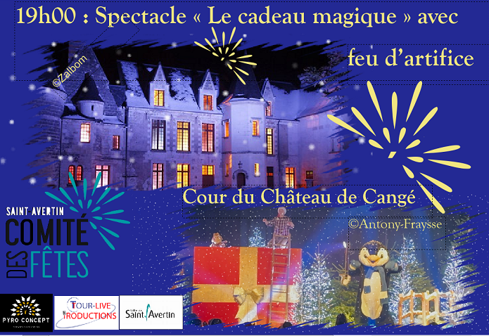 Image du spectacle musical de Noël avec feu d'artifice "Le cadeau magique"