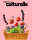 Affiche de la saison culturelle saveurs et senteurs. Un panier de légumes sur fond roses avec les mots écrits en noir qui sortent du panier.